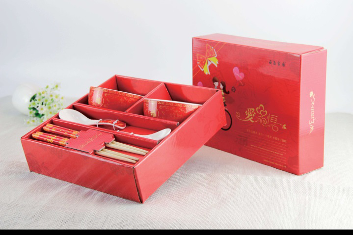 百年好合（抽拉式）碗、筷子 婚慶、節(jié)日喜慶禮品