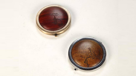 紫檀、金絲楠弧面鏡（喜上眉梢款)