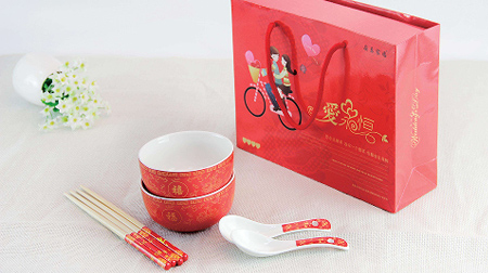 百年好合（抽拉式）碗、筷子 婚慶、節(jié)日喜慶禮品